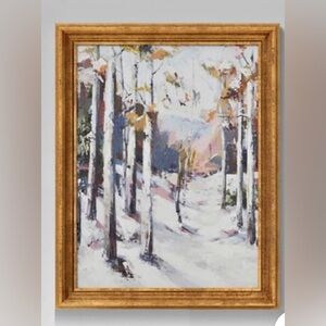 NWT Threshold Framed Painted Birch Winter Canvas